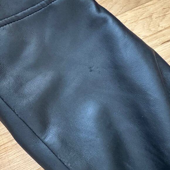 Black Aviator Leather Fur Trim Coat - Picture 7 of 7